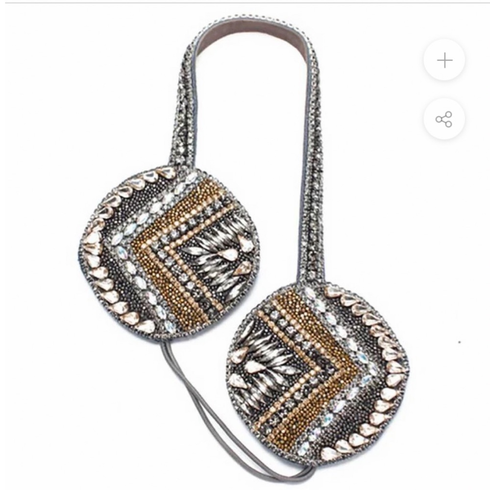 DEEPA GURNANI LUXE EAR MUFFS HANDMADE WITH SWAROVSKI CRYSTALS COLOR GUN/MULTI OS